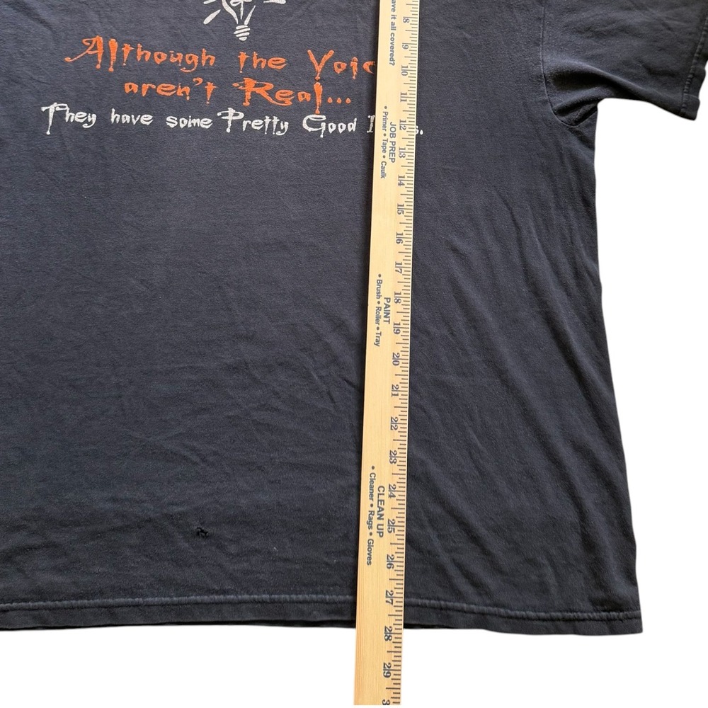 Vintage Y2K Grunge Graphic T Shirt Although The Voices Aren't Real Faded Black - Picture 5 of 6
